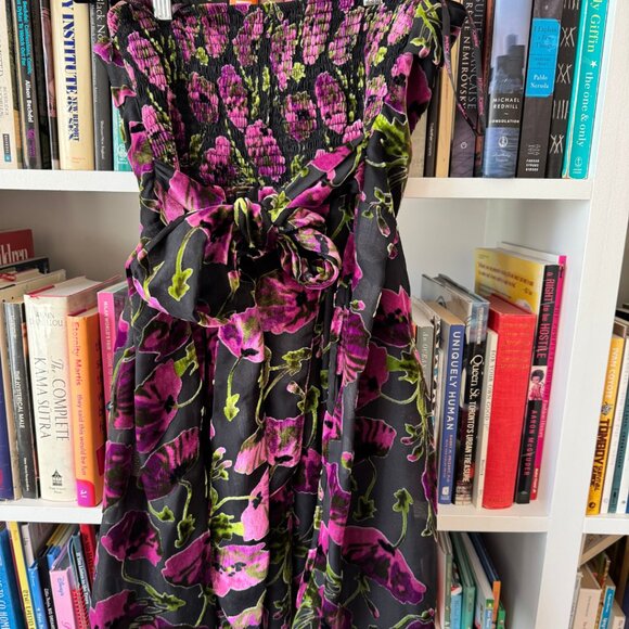 90s Vintage Betsey Johnson Strapless Velvet Dress - Picture 3 of 5